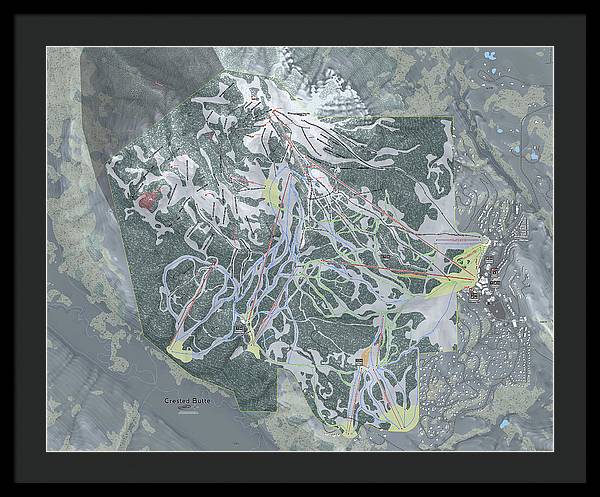 Crested Butte Ski Trail Map - Framed Print - Powderaddicts