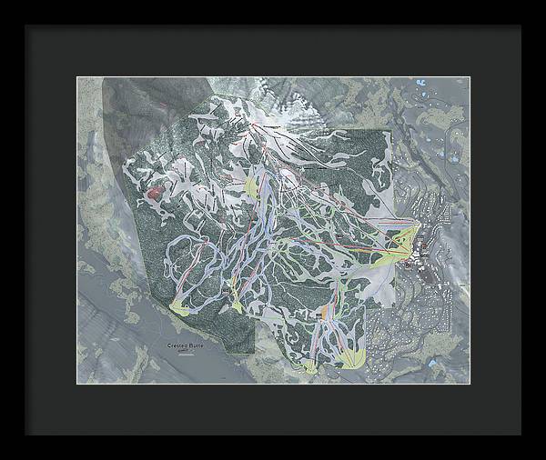 Crested Butte Ski Trail Map - Framed Print - Powderaddicts