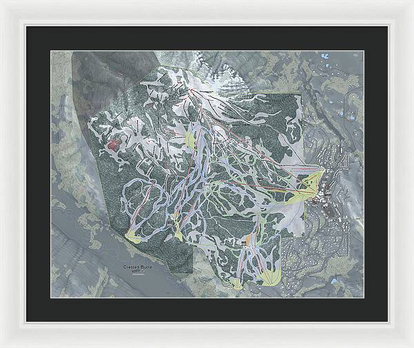 Crested Butte Ski Trail Map - Framed Print - Powderaddicts