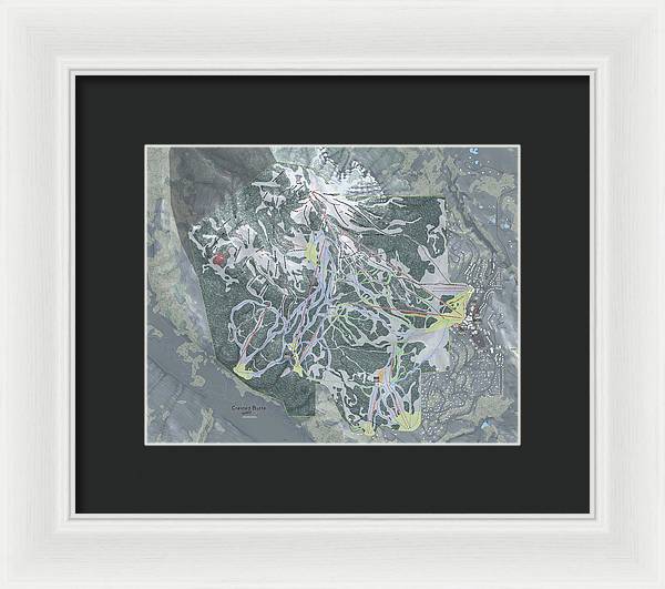 Crested Butte Ski Trail Map - Framed Print - Powderaddicts