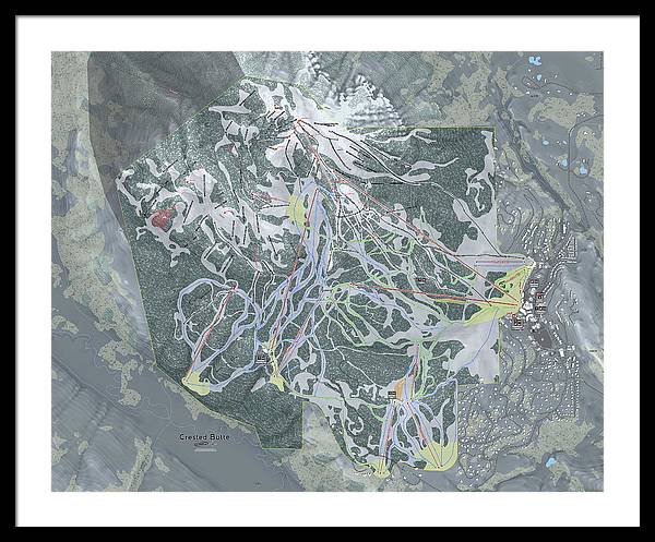 Crested Butte Ski Trail Map - Framed Print - Powderaddicts
