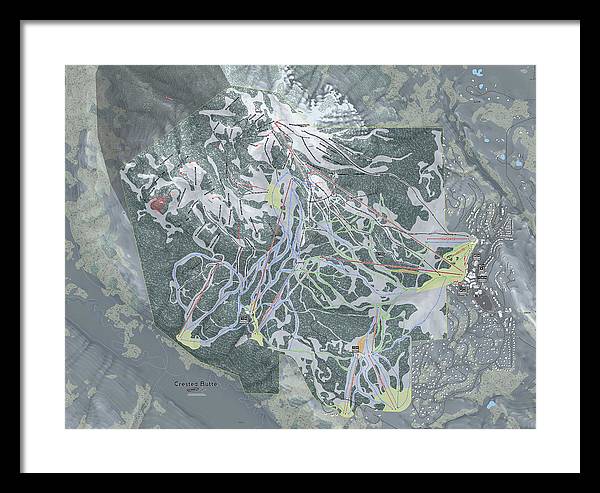 Crested Butte Ski Trail Map - Framed Print - Powderaddicts