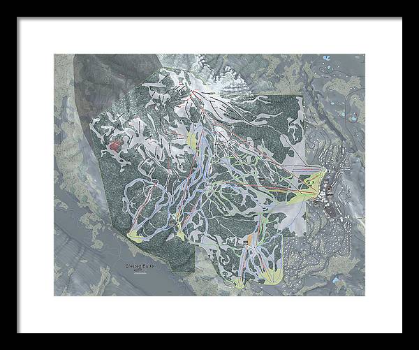 Crested Butte Ski Trail Map - Framed Print - Powderaddicts
