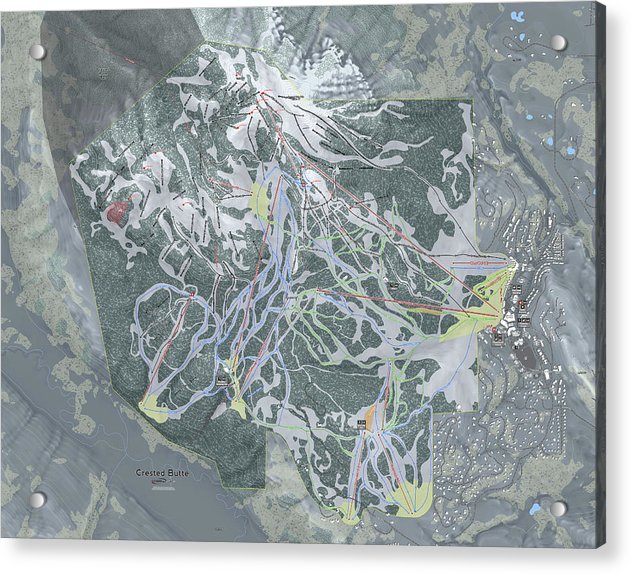 Crested Butte Ski Trail Map - Acrylic Print - Powderaddicts