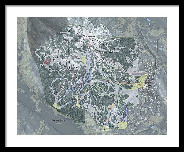 Crested Butte Ski Trail Map - Framed Print - Powderaddicts