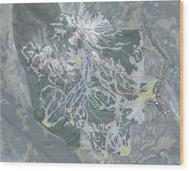 Crested Butte Ski Trail Map - Wood Print - Powderaddicts