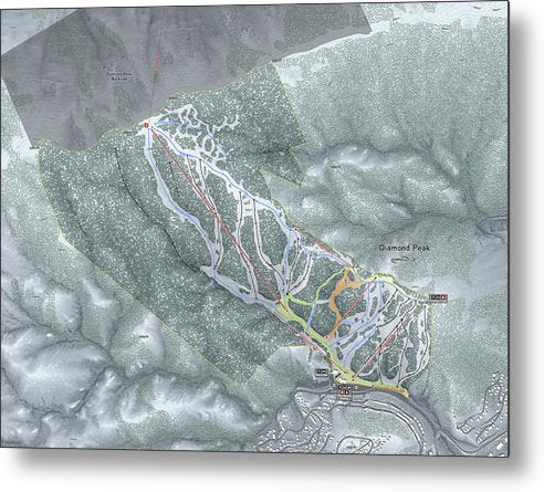 Diamond Peak Ski Trail Map - Metal Print - Powderaddicts