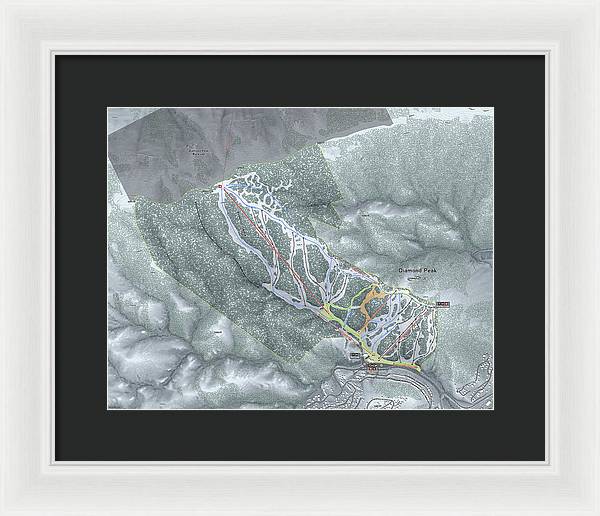 Diamond Peak Ski Trail Map - Framed Print - Powderaddicts