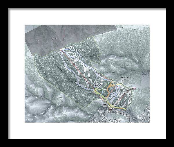 Diamond Peak Ski Trail Map - Framed Print - Powderaddicts