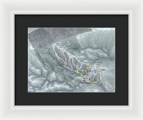 Diamond Peak Ski Trail Map - Framed Print - Powderaddicts