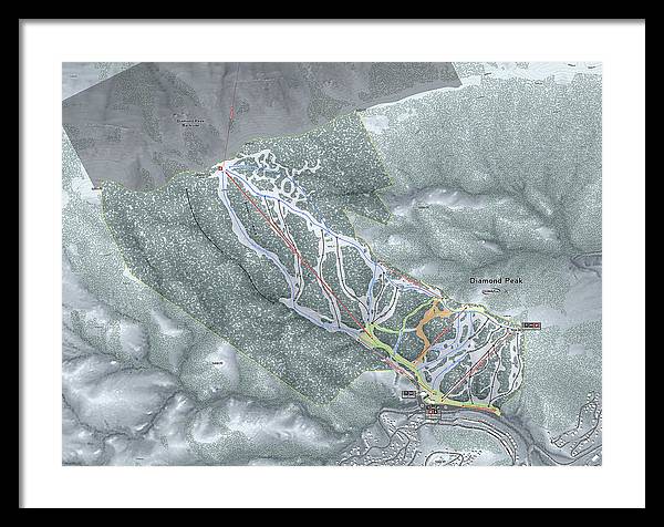 Diamond Peak Ski Trail Map - Framed Print - Powderaddicts