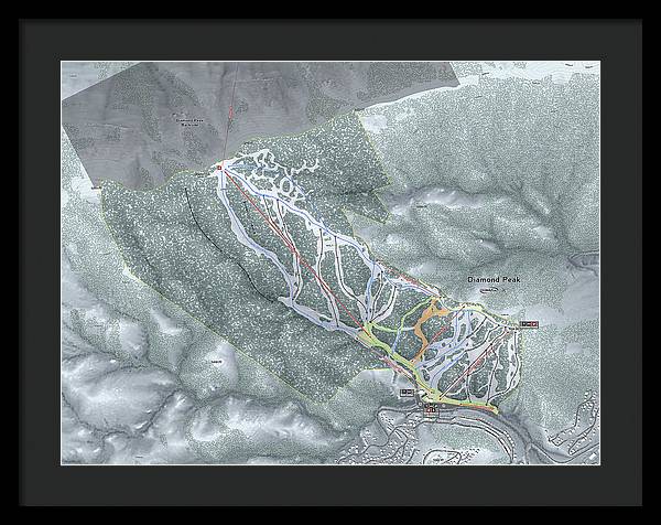 Diamond Peak Ski Trail Map - Framed Print - Powderaddicts
