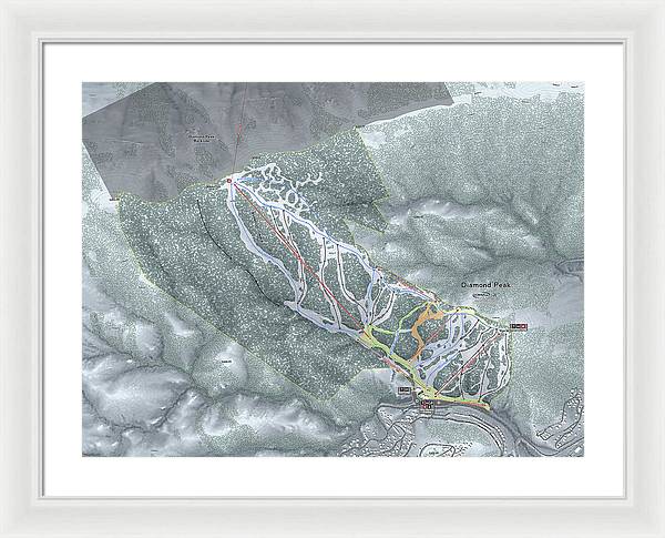 Diamond Peak Ski Trail Map - Framed Print - Powderaddicts