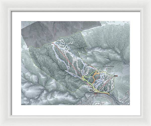 Diamond Peak Ski Trail Map - Framed Print - Powderaddicts