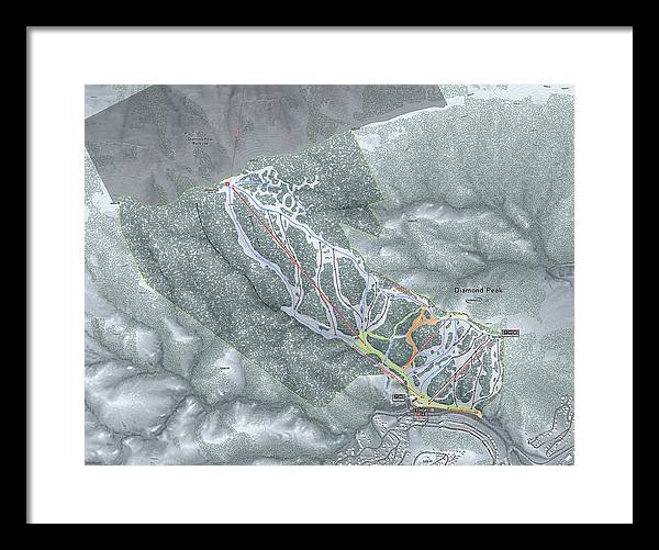 Diamond Peak Ski Trail Map - Framed Print - Powderaddicts