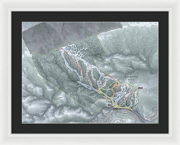 Diamond Peak Ski Trail Map - Framed Print - Powderaddicts