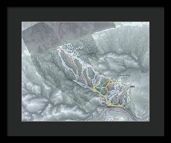 Diamond Peak Ski Trail Map - Framed Print - Powderaddicts