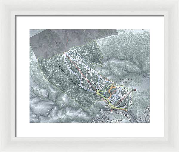 Diamond Peak Ski Trail Map - Framed Print - Powderaddicts
