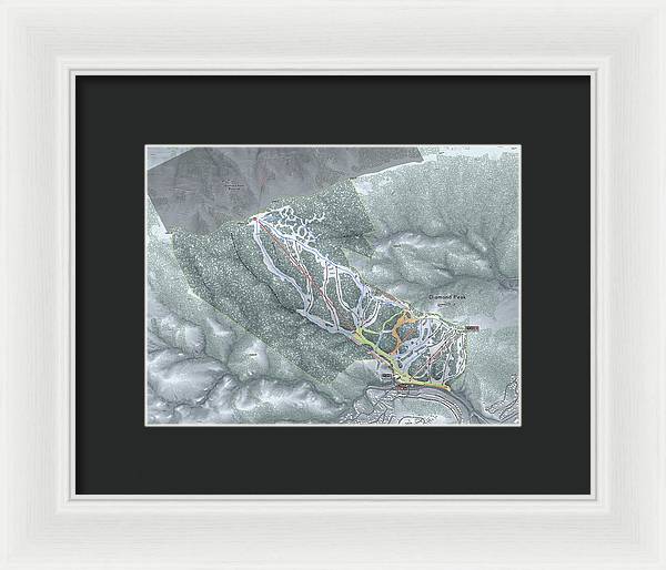 Diamond Peak Ski Trail Map - Framed Print - Powderaddicts