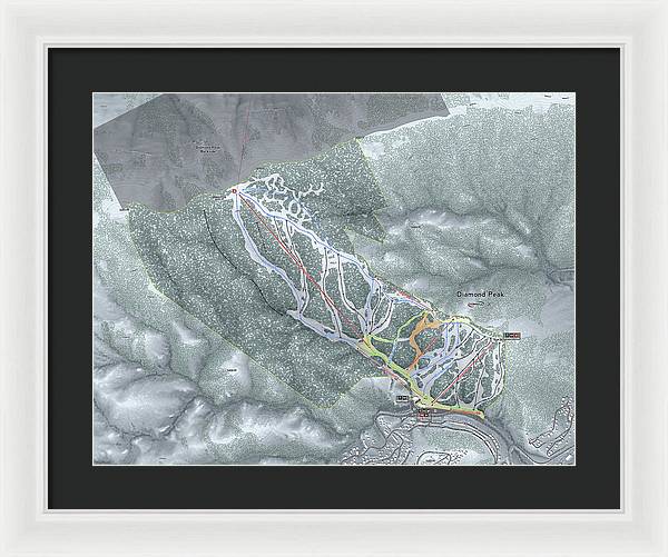 Diamond Peak Ski Trail Map - Framed Print - Powderaddicts