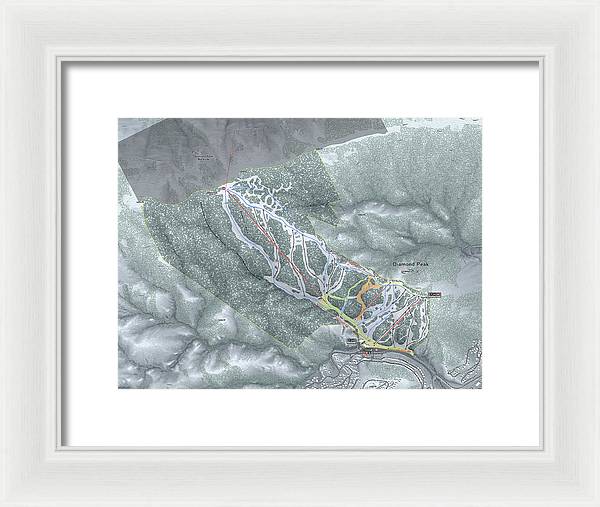 Diamond Peak Ski Trail Map - Framed Print - Powderaddicts