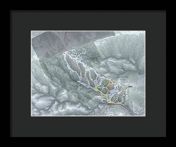 Diamond Peak Ski Trail Map - Framed Print - Powderaddicts