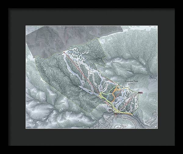 Diamond Peak Ski Trail Map - Framed Print - Powderaddicts