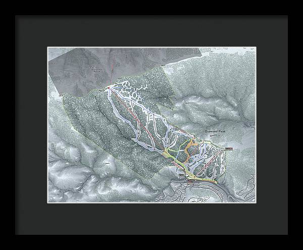 Diamond Peak Ski Trail Map - Framed Print - Powderaddicts