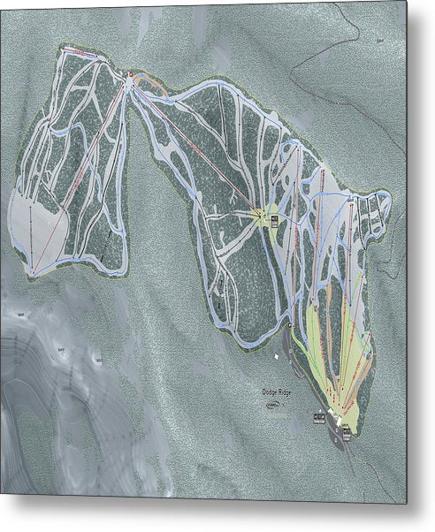 Dodge Ridge Ski Trail Map - Metal Print - Powderaddicts