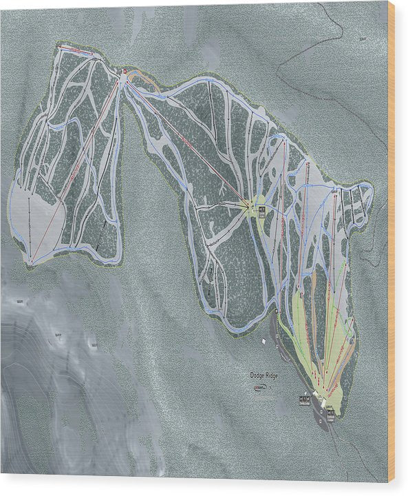Dodge Ridge Ski Trail Map - Wood Print - Powderaddicts