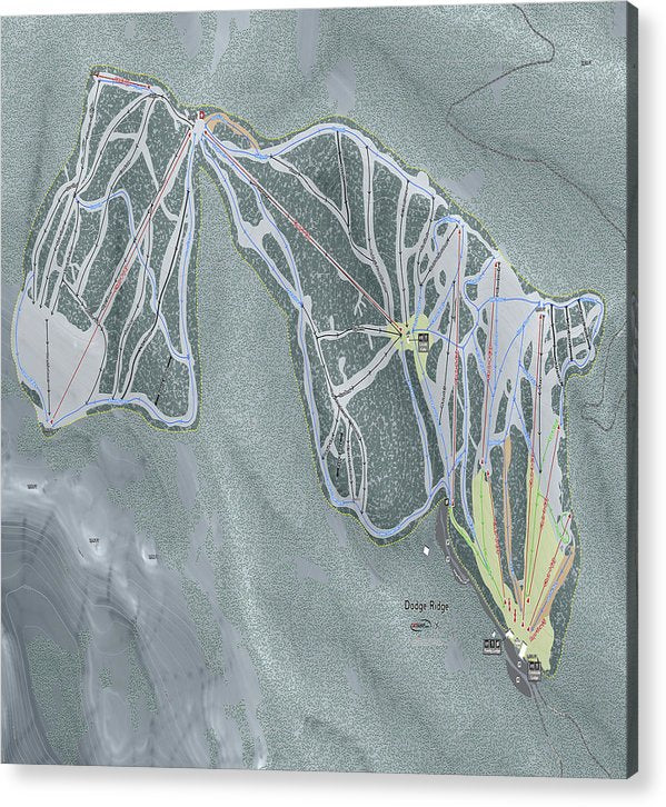 Dodge Ridge Ski Trail Map - Acrylic Print - Powderaddicts