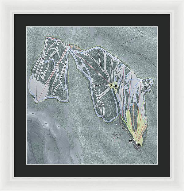 Dodge Ridge Ski Trail Map - Framed Print - Powderaddicts