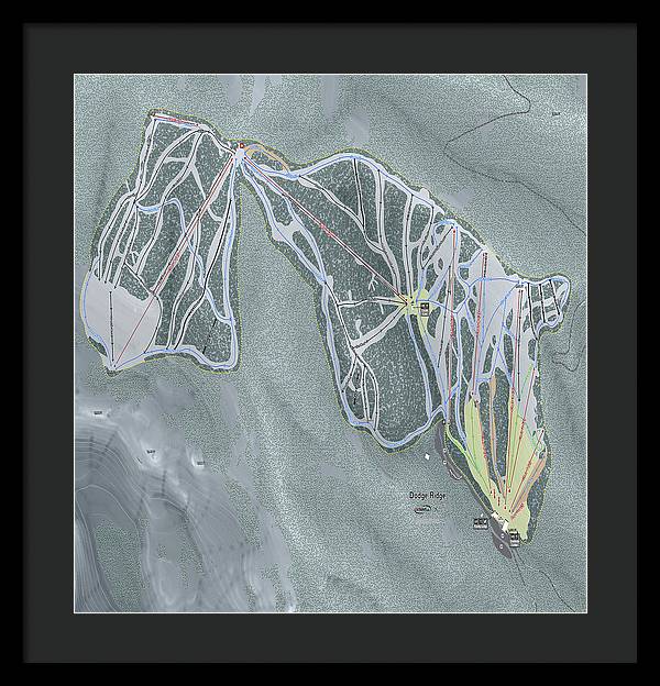 Dodge Ridge Ski Trail Map - Framed Print - Powderaddicts
