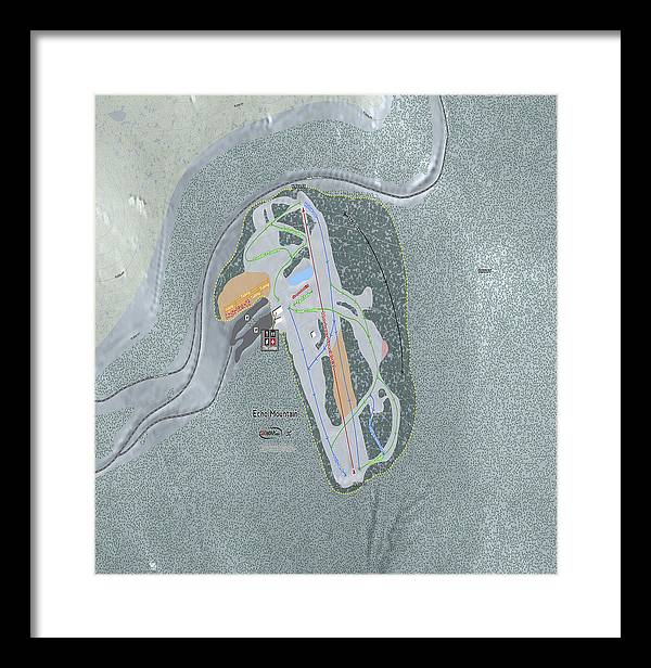 Echo Mountain Ski Trail Map - Framed Print - Powderaddicts
