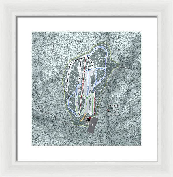 Elk Ridge Ski Trail Map - Framed Print - Powderaddicts