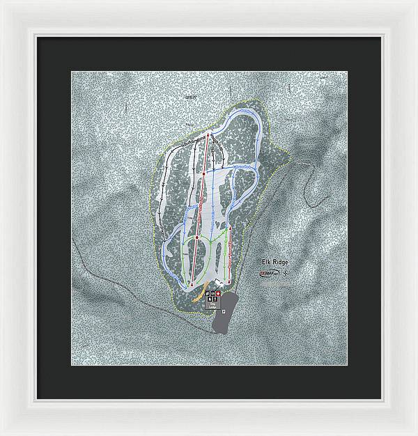 Elk Ridge Ski Trail Map - Framed Print - Powderaddicts