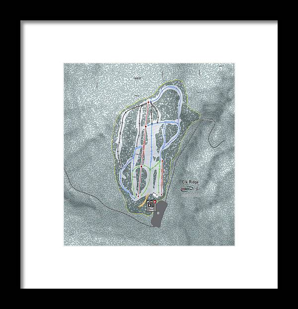 Elk Ridge Ski Trail Map - Framed Print - Powderaddicts
