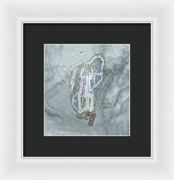 Elk Ridge Ski Trail Map - Framed Print - Powderaddicts
