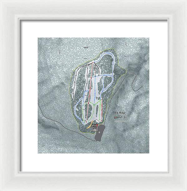 Elk Ridge Ski Trail Map - Framed Print - Powderaddicts