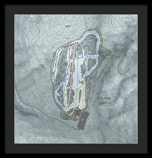 Elk Ridge Ski Trail Map - Framed Print - Powderaddicts
