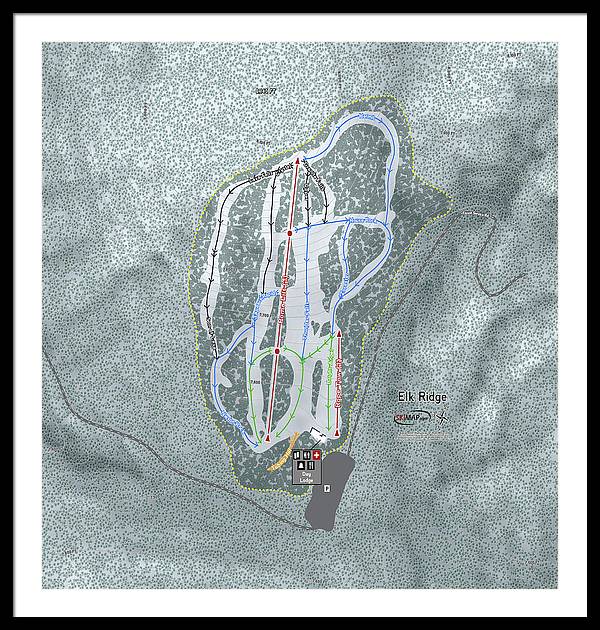 Elk Ridge Ski Trail Map - Framed Print - Powderaddicts