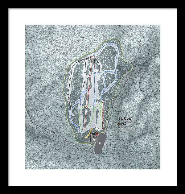 Elk Ridge Ski Trail Map - Framed Print - Powderaddicts