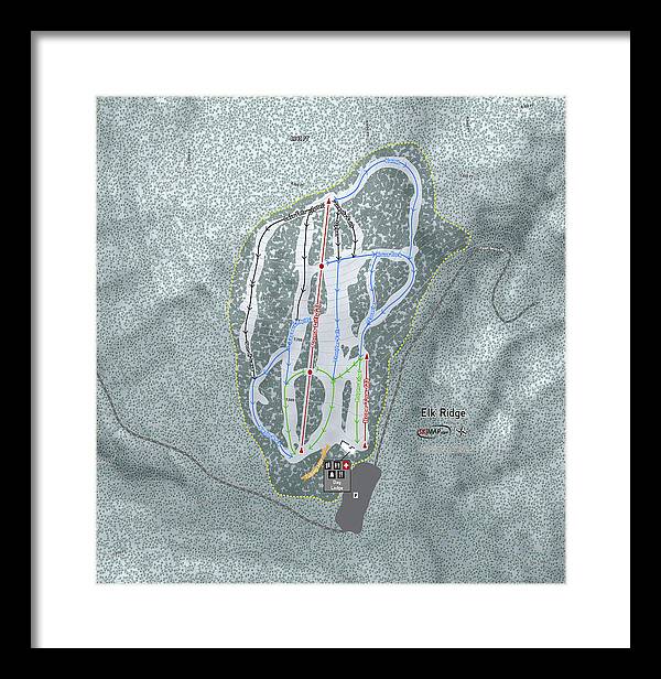 Elk Ridge Ski Trail Map - Framed Print - Powderaddicts