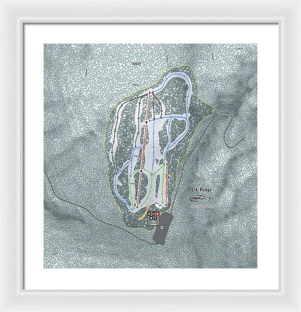 Elk Ridge Ski Trail Map - Framed Print - Powderaddicts