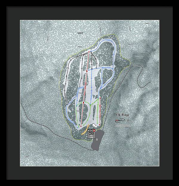 Elk Ridge Ski Trail Map - Framed Print - Powderaddicts