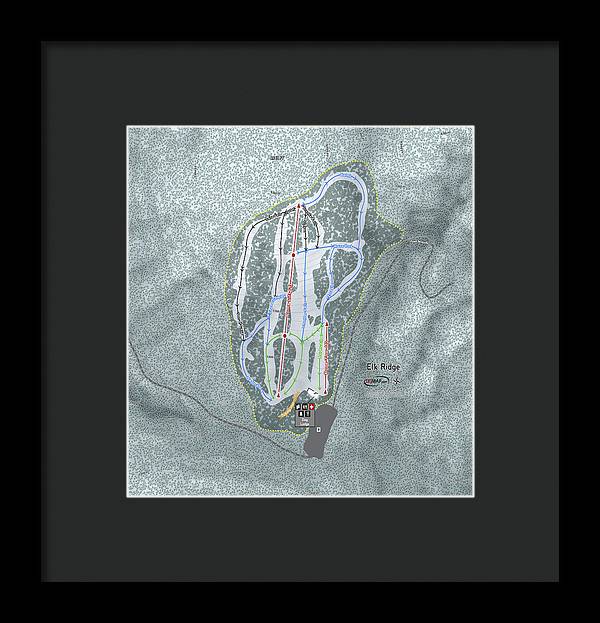 Elk Ridge Ski Trail Map - Framed Print - Powderaddicts