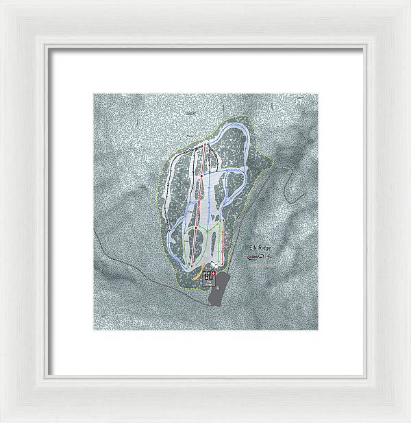 Elk Ridge Ski Trail Map - Framed Print - Powderaddicts