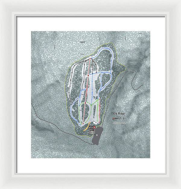 Elk Ridge Ski Trail Map - Framed Print - Powderaddicts