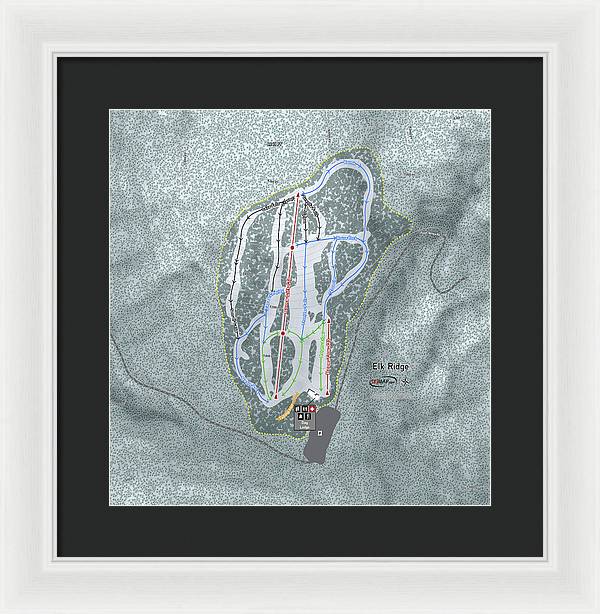 Elk Ridge Ski Trail Map - Framed Print - Powderaddicts