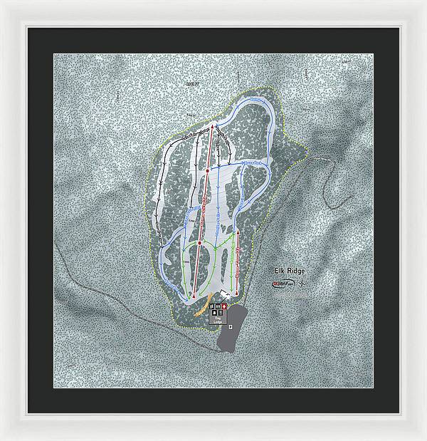 Elk Ridge Ski Trail Map - Framed Print - Powderaddicts